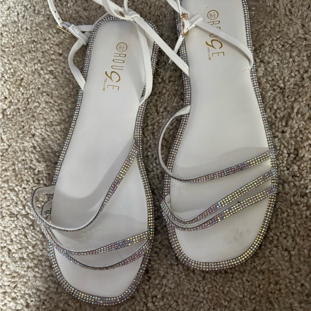 Rouge Helium White Rhinestone Sandals